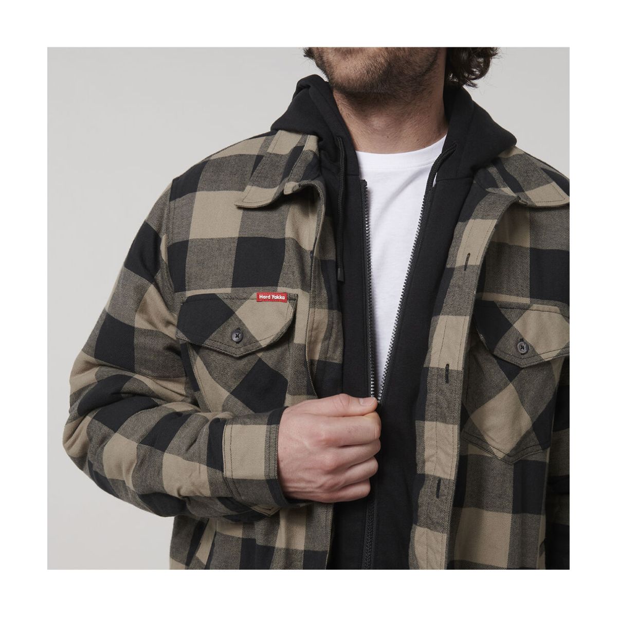 Hard Yakka Quilted Flannel Hooded Shacket Y06690