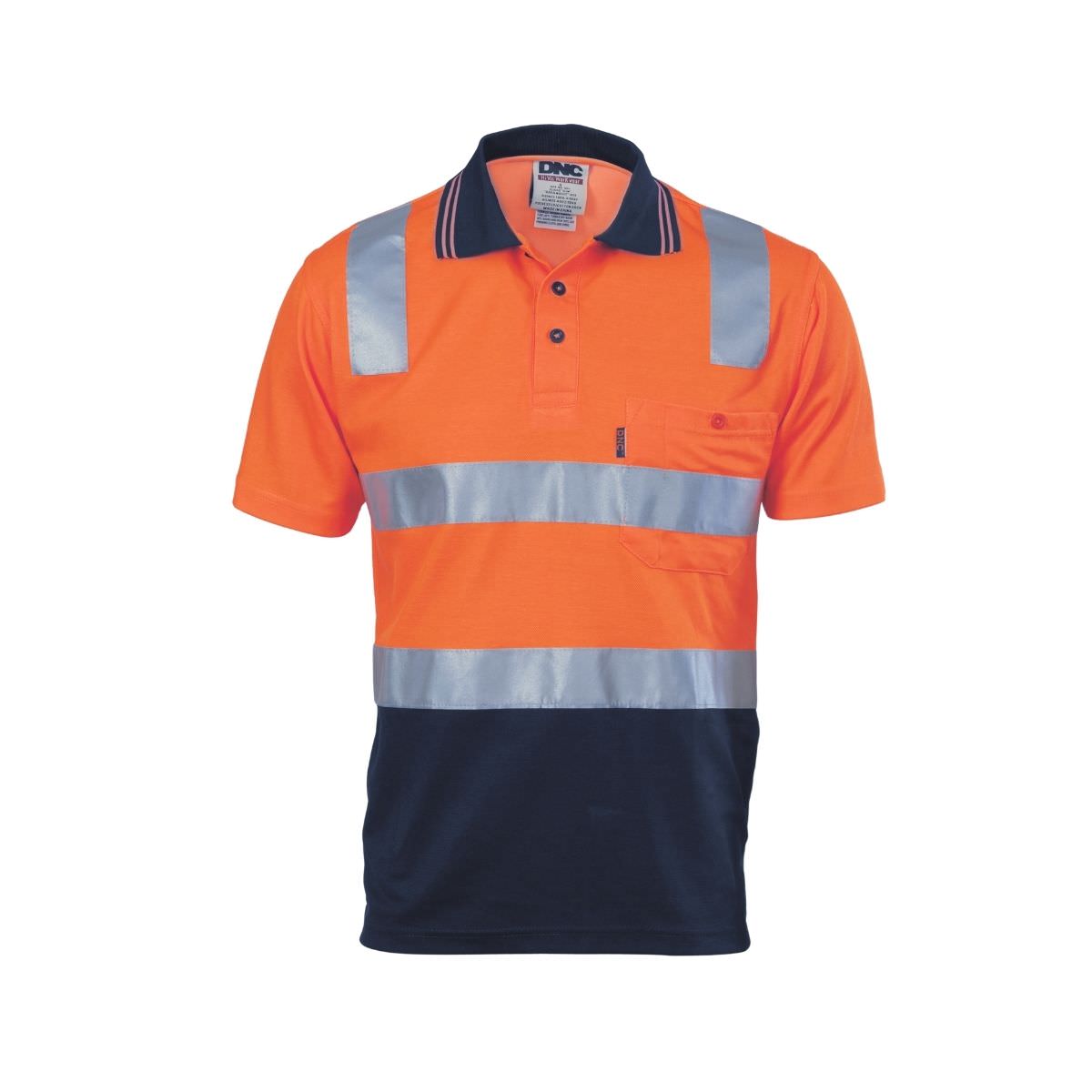 DNC Hi Vis Two Tone Cotton Back Polo with CSR Reflective Tape - short sleeve 3817