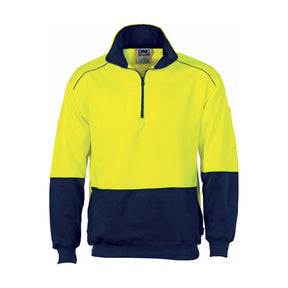 DNC Hi Vis 1/2 Zip Reflective Piping Fleecy L/S 3928
