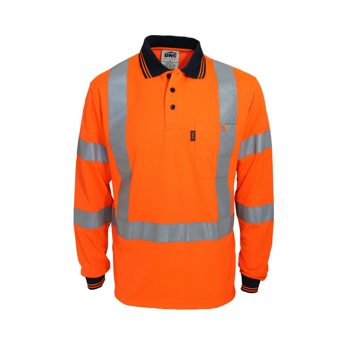 DNC Hi Vis X Back Taped Polo Shirt L/S 3710