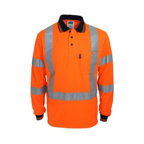 DNC Hi Vis X Back Taped Polo Shirt L/S 3710