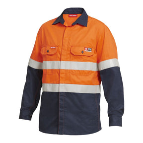 KingGee Shieldtec FR Hi Vis 2 Tone Open Front Taped Shirt Y04350