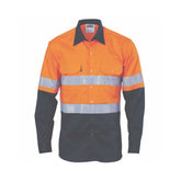 DNC Hi Vis Cool Breeze Vertical Vented Cotton Shirt with Generic Reflective Tape Long Sleeve 3984