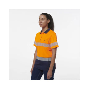 KingGee Women's Workcool Hyperfreeze Spliced Hi Vis Short Sleeve Polo Shirt With Segmented Tape K44224