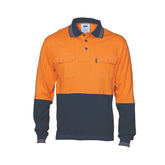 DNC HiVis Cool-Breeze 2 Tone Cotton Jersey Polo Shirt with Twin Chest Pocket - Long Sleeve 3944