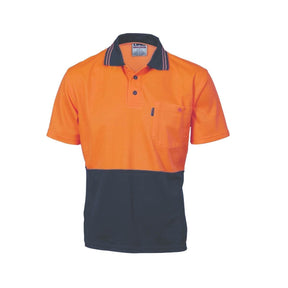 DNC Cotton Back HiVis Two Tone Fluro Polo - Short Sleeve 3814