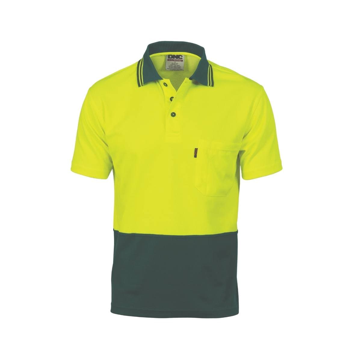 DNC Cotton Back HiVis Two Tone Fluro Polo - Short Sleeve 3814