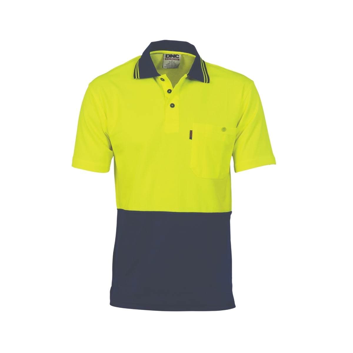 DNC Cotton Back HiVis Two Tone Fluro Polo - Short Sleeve 3814