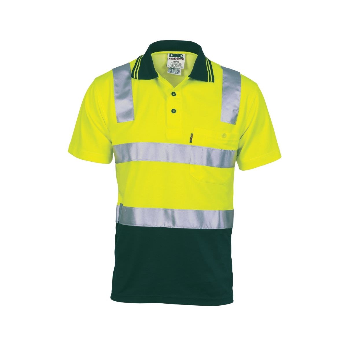 DNC Hi Vis Two Tone Cotton Back Polo with CSR Reflective Tape - short sleeve 3817