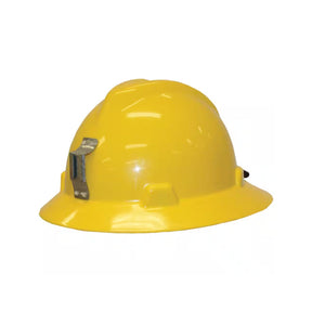 MSA V-Gard Full Brim Hard Hat, Push-Key 4pt Suspension, Metal Lamp Bracket 224165