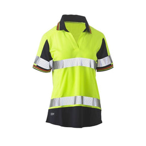 Bisley Women's Taped Two Tone Hi Vis V-Neck Polo BKL1225T