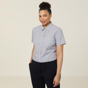 NNT Women's Avignon Fine Block Stripe Stretch Short Sleeve Slim Shirt CATUK7