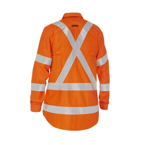 Bisley Apex 185 Women’s X Taped Biomotion Hi Vis FR Ripstop Vented Shirt BL8439XT