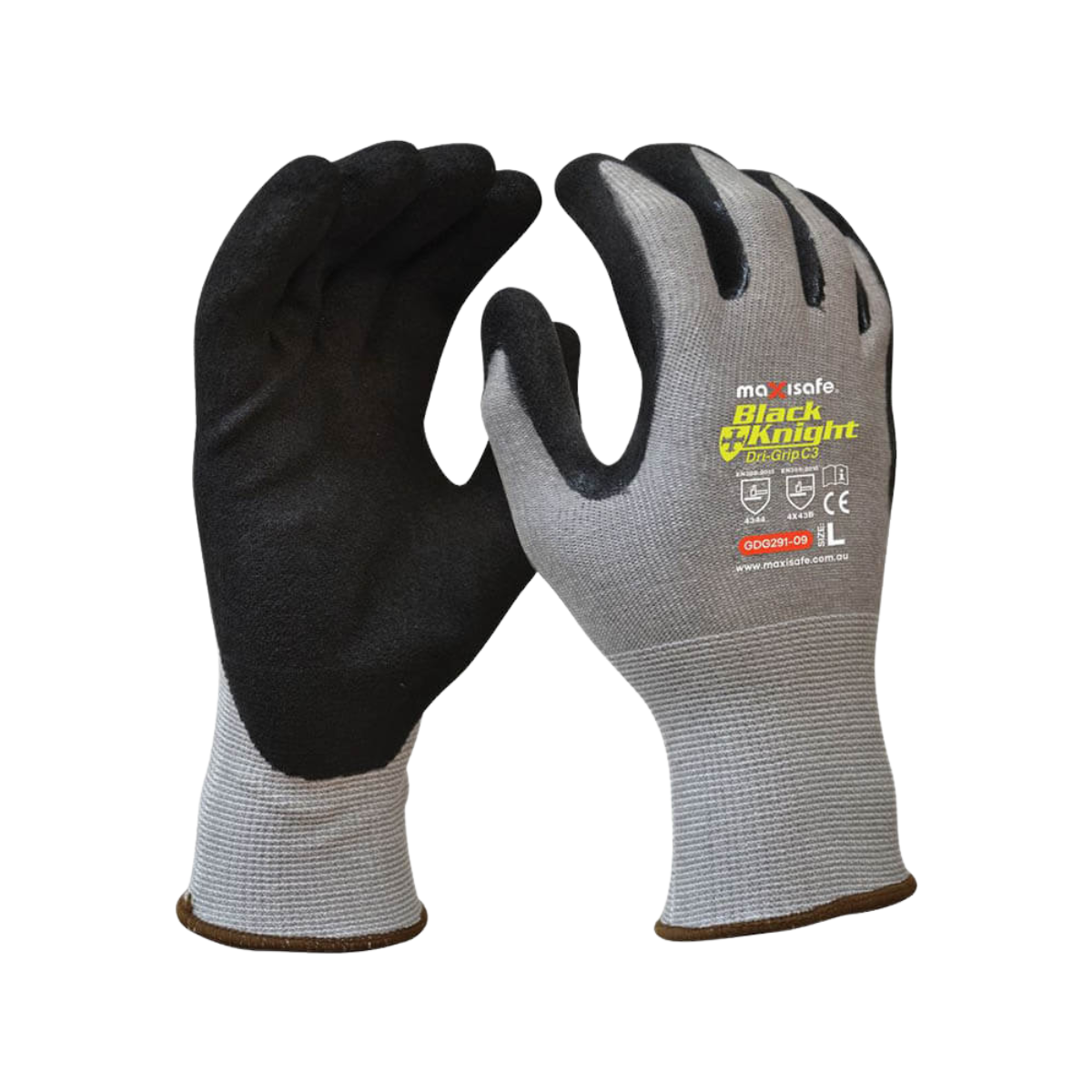 Maxisafe Black Knight Dri-Grip Cut B Glove with Gripmaster Coating GDG291 (Pair)