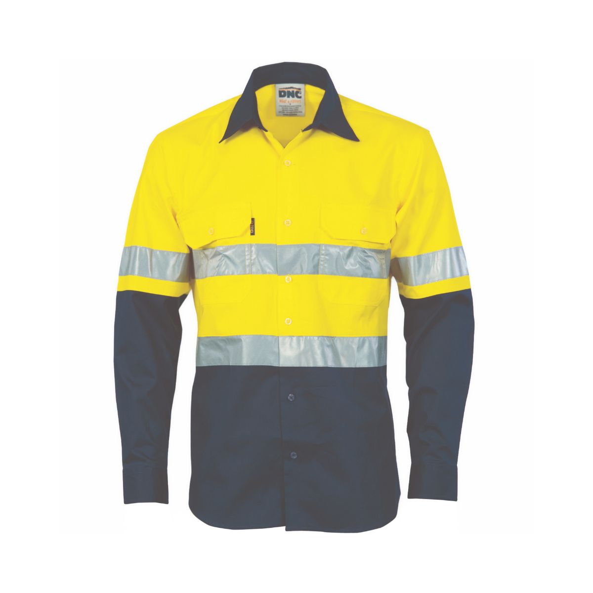 DNC Hi Vis Cool Breeze Vertical Vented Cotton Shirt with Generic Reflective Tape Long Sleeve 3984