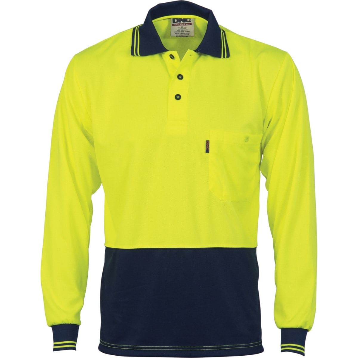 DNC HiVis Two Tone Cool Breathe Polo Shirt, Long Sleeve 3813