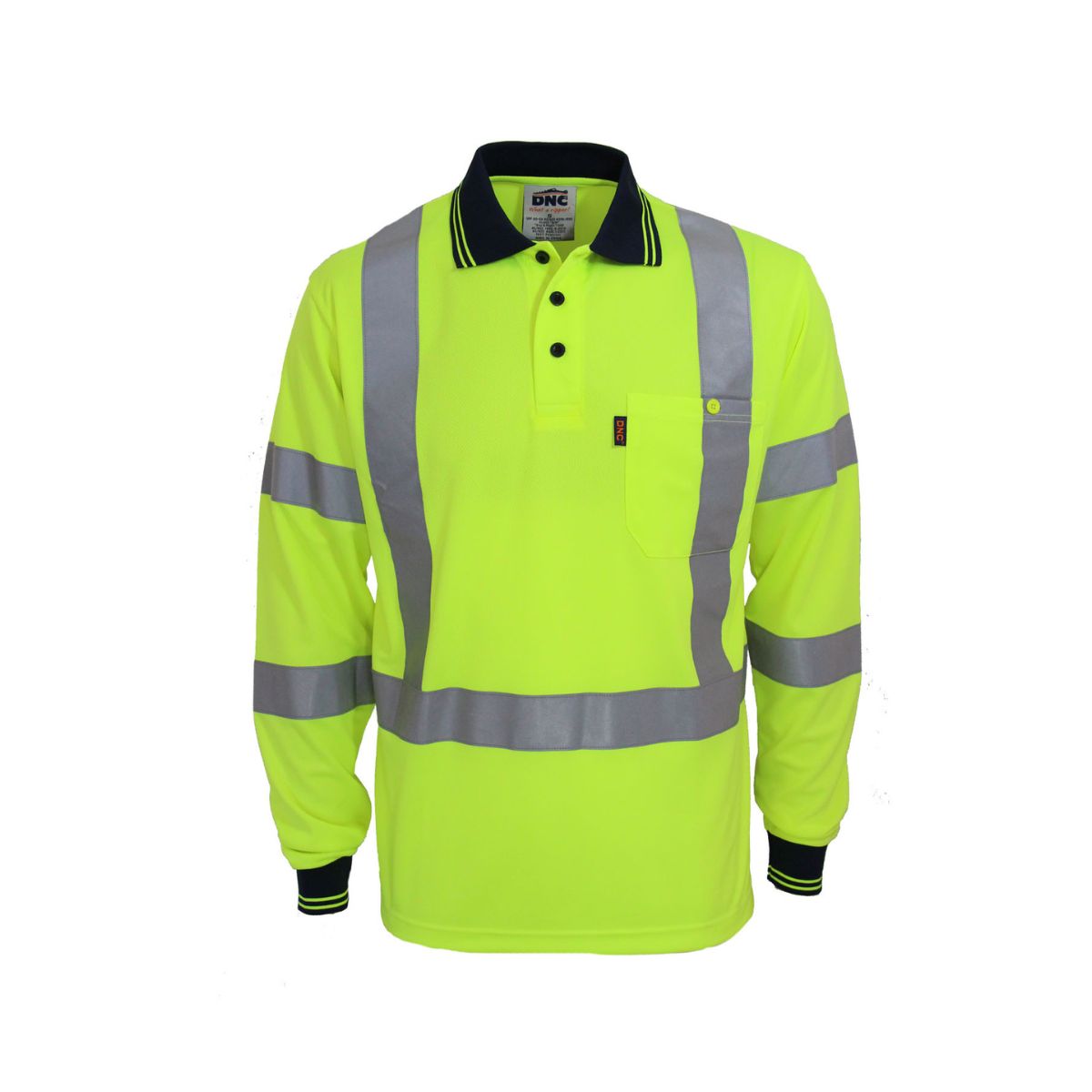 DNC Hi Vis X Back Taped Polo Shirt L/S 3710