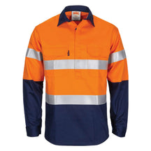 DNC Hivis Patron Saint Flame Retardant 2 Tone Closed Front Cotton Shirt with 3M F/R Tape - L/S 3407