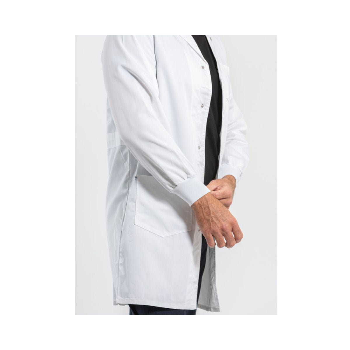 Simmons Knit Cuff Lab Coat- White - Unisex