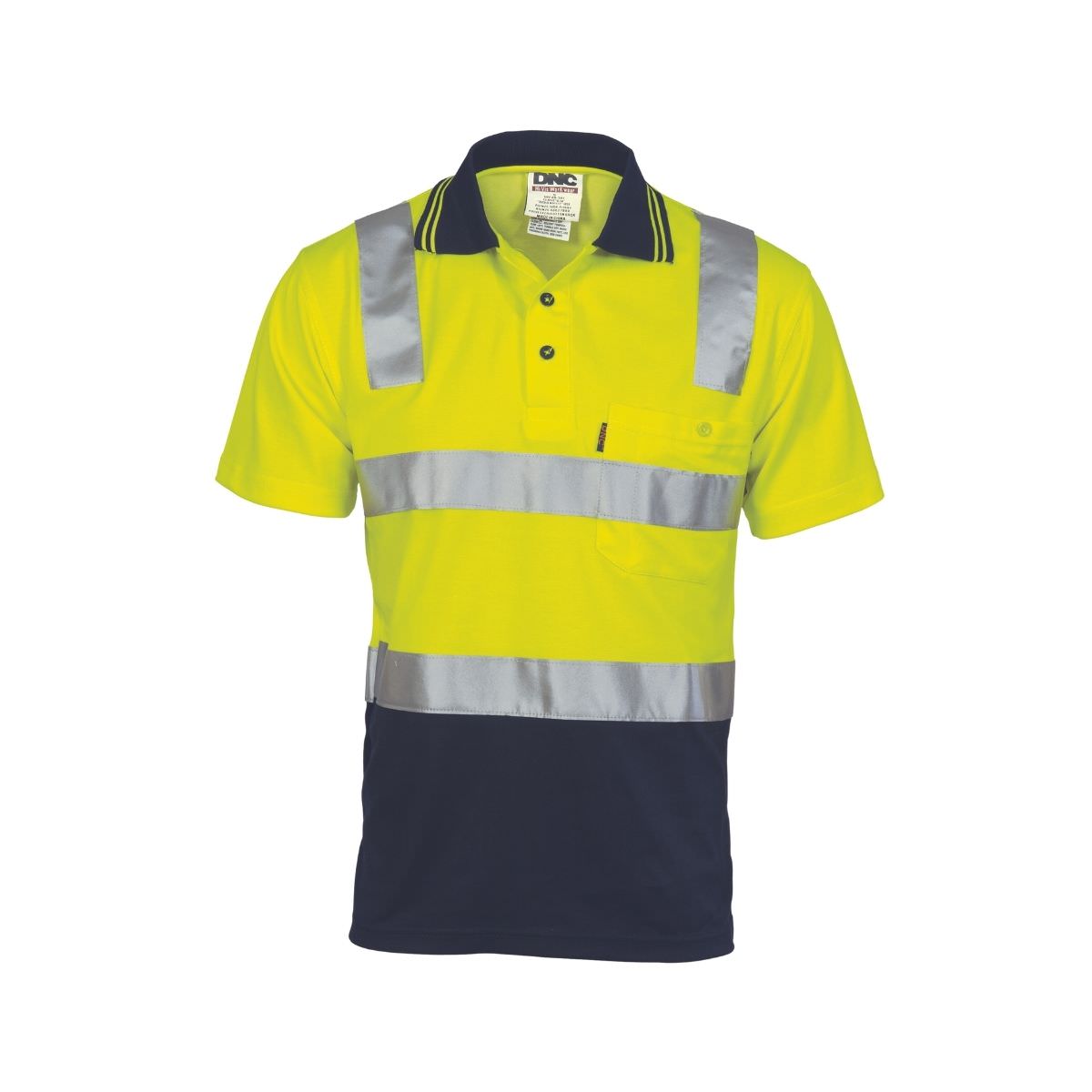 DNC Hi Vis Two Tone Cotton Back Polo with CSR Reflective Tape - short sleeve 3817