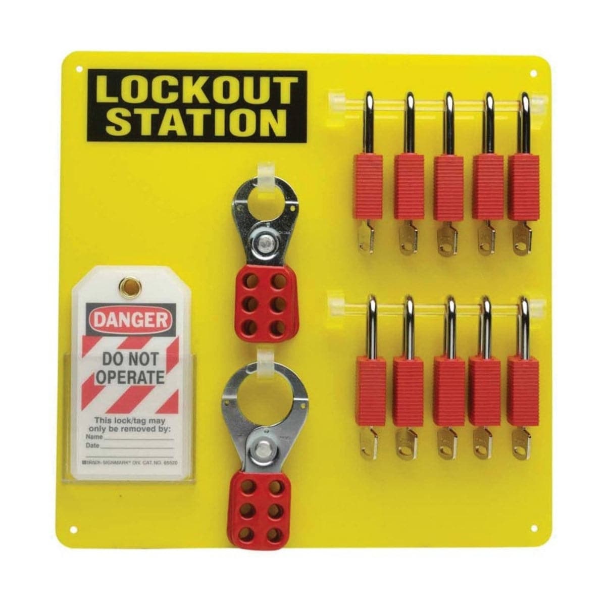 Brady 10 Lock Board (Filled with Brady Safety Padlocks)