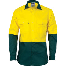 DNC HiVis Two Tone Cotton Drill Shirt - Long Sleeve 3832