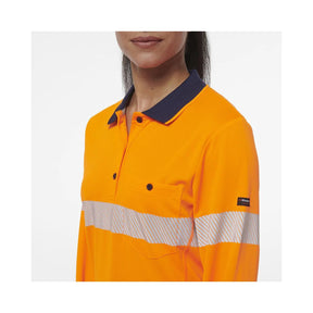 KingGee Women's Workcool Hyperfreeze Spliced Hi Vis Long Sleeve Polo Shirt With Segmented Tape K44223