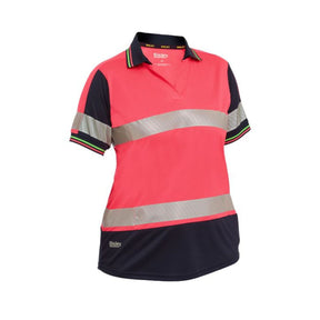 Bisley Women's Taped Two Tone Hi Vis V-Neck Polo BKL1225T