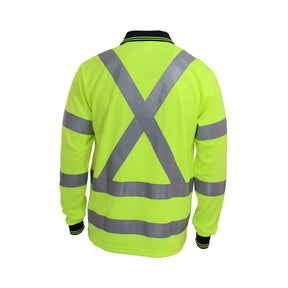 DNC Hi Vis X Back Taped Polo Shirt L/S 3710