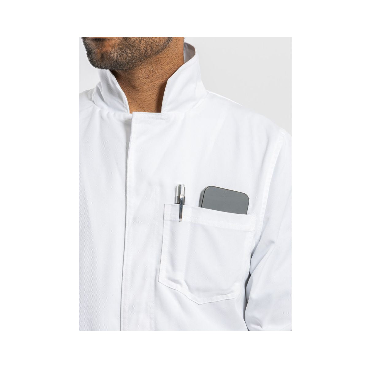 Simmons Knit Cuff Lab Coat- White - Unisex