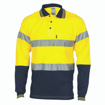 DNC Hivis Cool-Breeze Cotton Jersey Polo With CSR R/Tape - L/S 3916