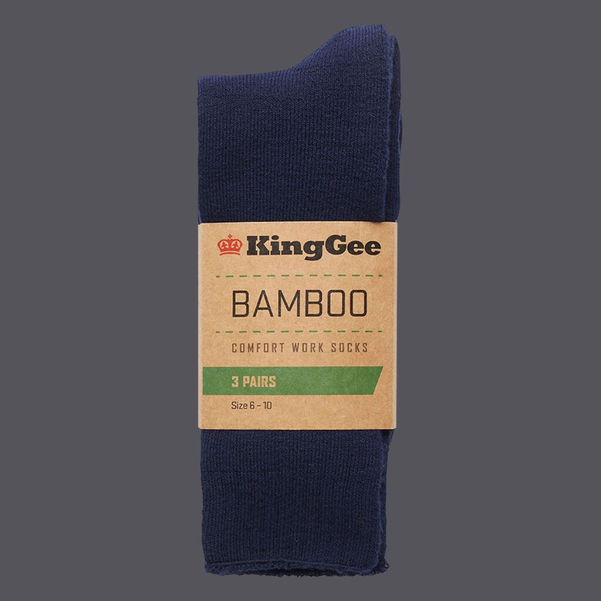 KingGee Men's Bamboo Crew Work Sock K09230 (Pack of 3)