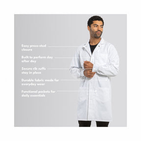 Simmons Knit Cuff Lab Coat - Unisex White LC-SIM-U-W
