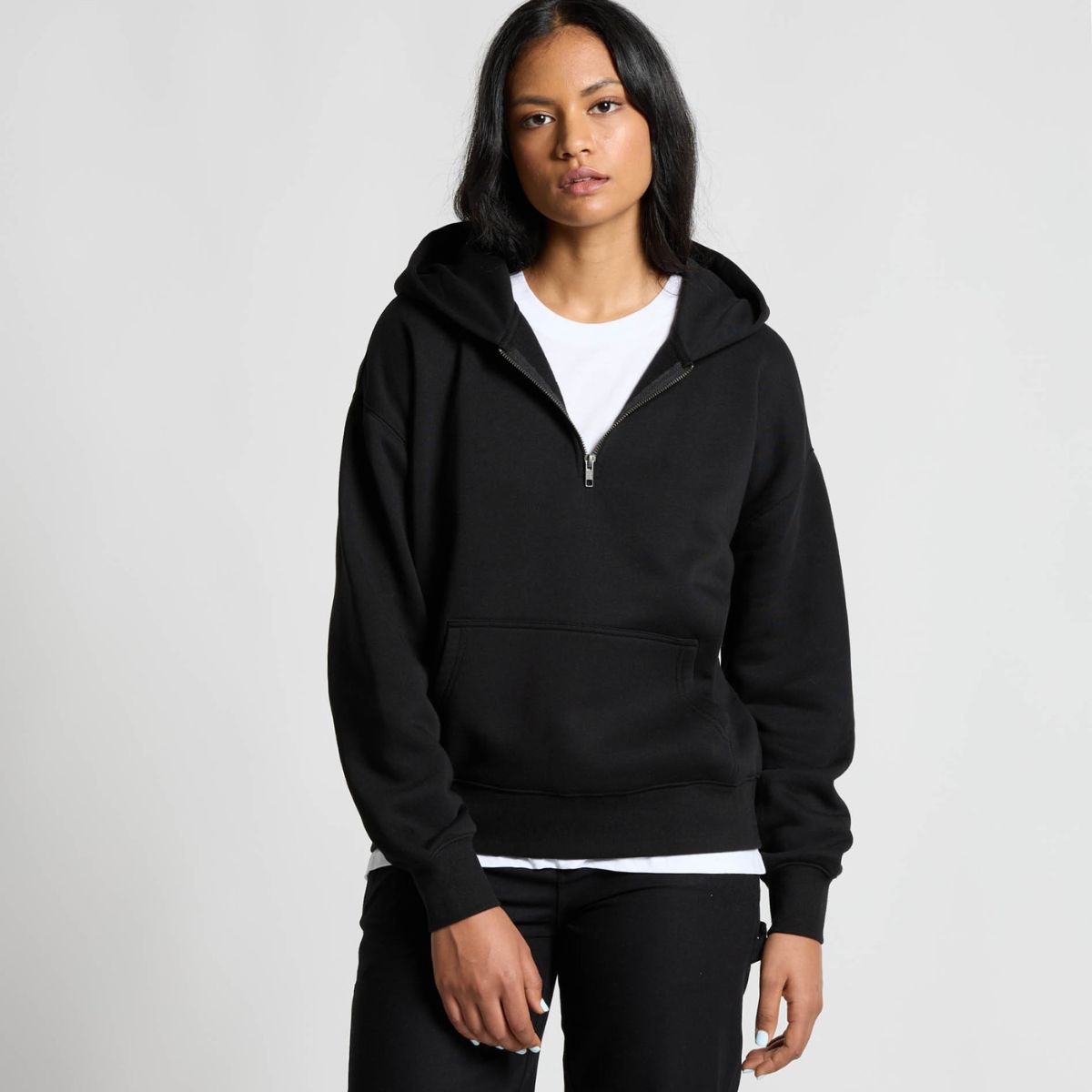 ascolour Women's Relax Half Zip Black Hoodie 4164