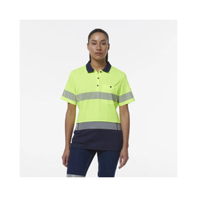 KingGee Women's Workcool Hyperfreeze Spliced Hi Vis Short Sleeve Polo Shirt With Segmented Tape K44224