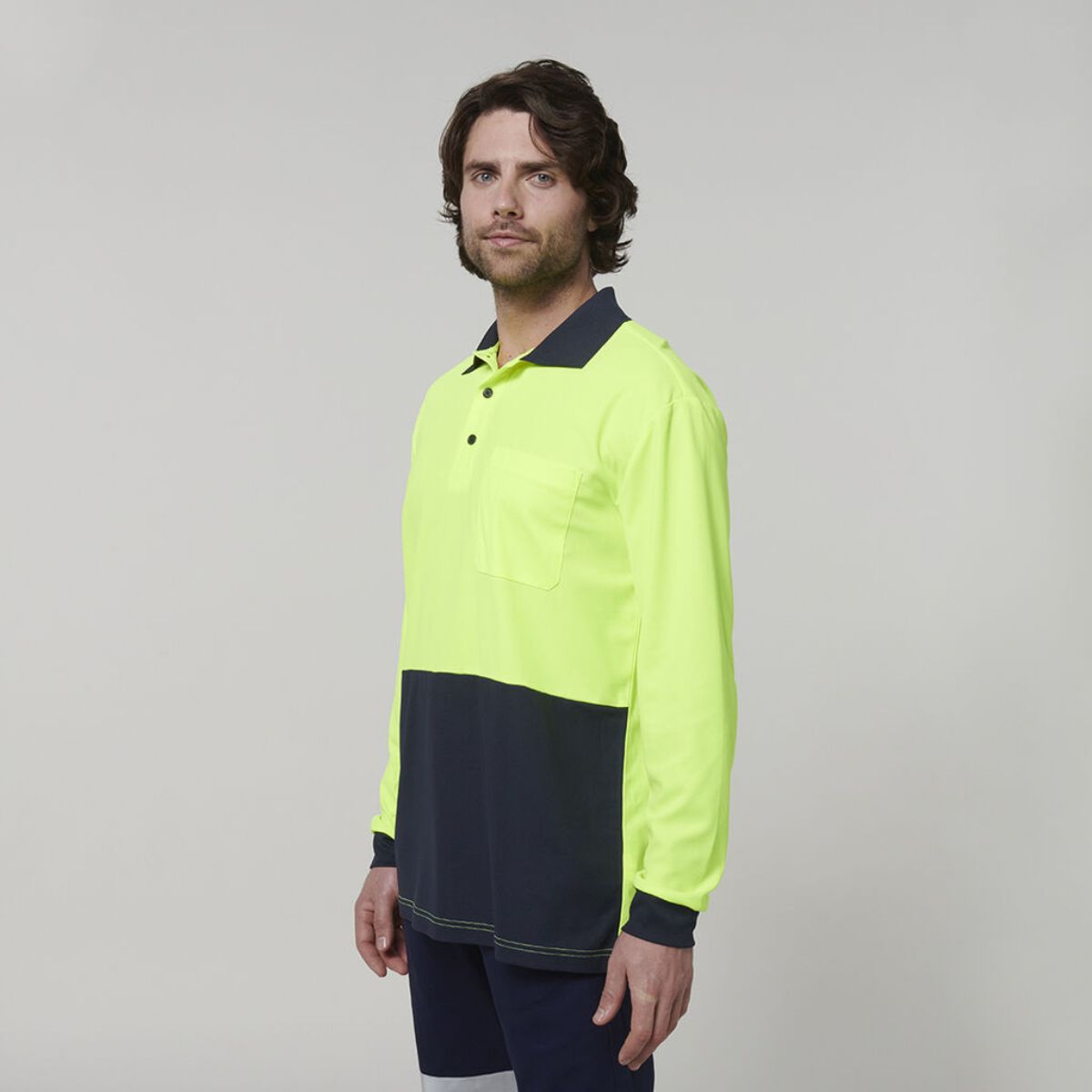 Hard Yakka Men's Long Sleeve Hi Vis Polo Y19617