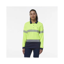 KingGee Women's Workcool Hyperfreeze Spliced Hi Vis Long Sleeve Polo Shirt With Segmented Tape K44223