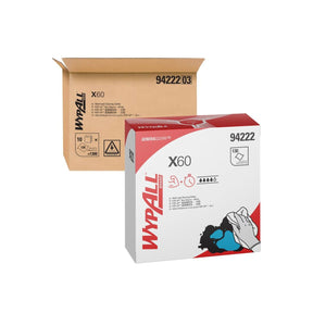 WypAll® X60 94222 X60 Pop-Up Wipers 230 x 425mmm White Pack 130 (Carton of 10 Packs)