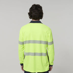 Hard Yakka Men's Long Sleeve Hi Vis Taped Polo Y19619