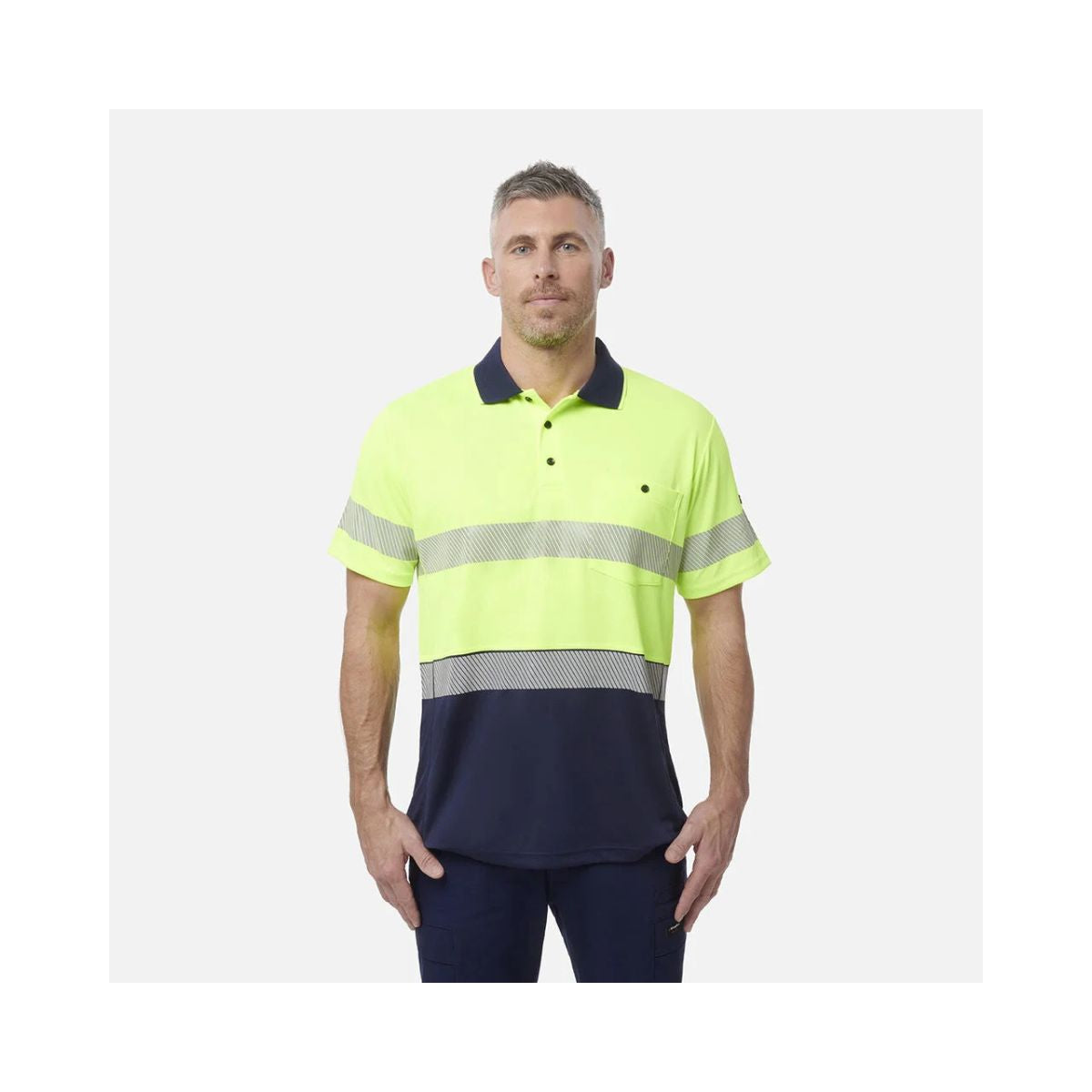 KingGee Men's Workcool Hyperfreeze Hi Vis Short Sleeve Polo Shirt With Segmented Tape K54215