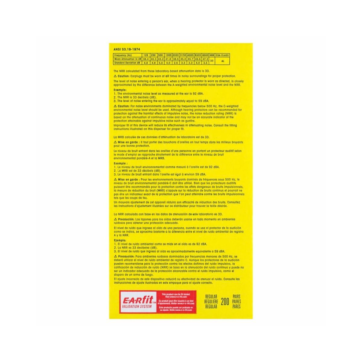 3M™ E-A-Rsoft™ SuperFit™ Earplugs 311-1254, Corded, Poly Bag, Regular Size (Box of 200 Pairs)