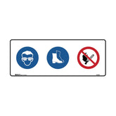 Multiple Condition Sign Eye Protection, Foot Protection, No Open Flames (Pictos Only)
