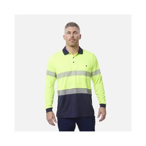 KingGee Men's Workcool Hyperfreeze Hi Vis Long Sleeve Polo Shirt With Segmented Tape K54225