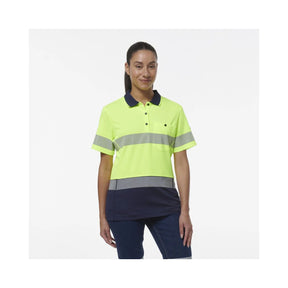 KingGee Women's Workcool Hyperfreeze Spliced Hi Vis Short Sleeve Polo Shirt With Segmented Tape K44224