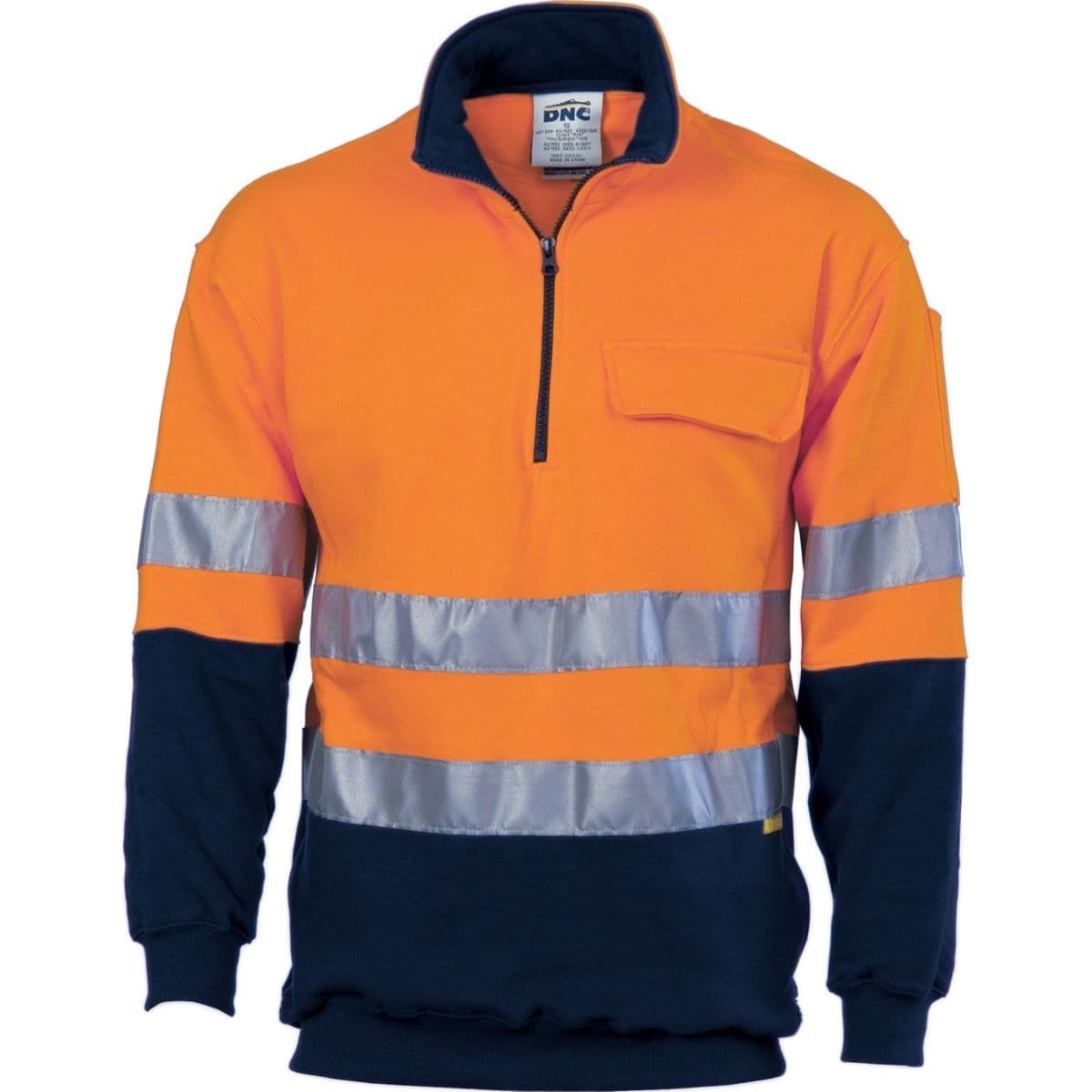 DNC HiVis Two Tone 1/2 Zip Cotton Fleecy Windcheater with 3M Reflective Tape 3925