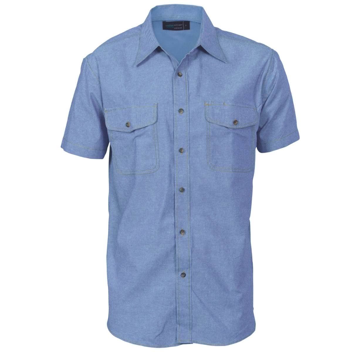 DNC Mens Twin Flap Pocket Cotton Chambray - Short Sleeve 4103