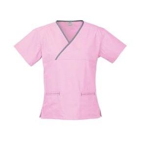 Biz Care Women's Contrast Crossover Scrubs Top H10722