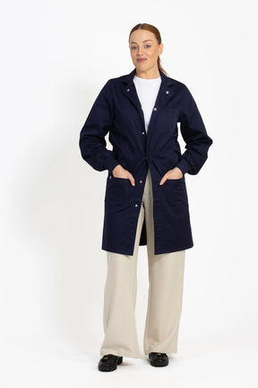 Simmons Knit Cuff Lab Coat - Unisex Navy LC-SIM-U-N