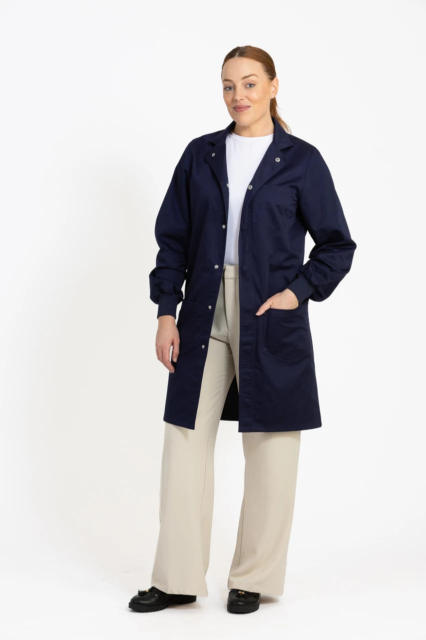 Simmons Knit Cuff Lab Coat - Unisex Navy LC-SIM-U-N