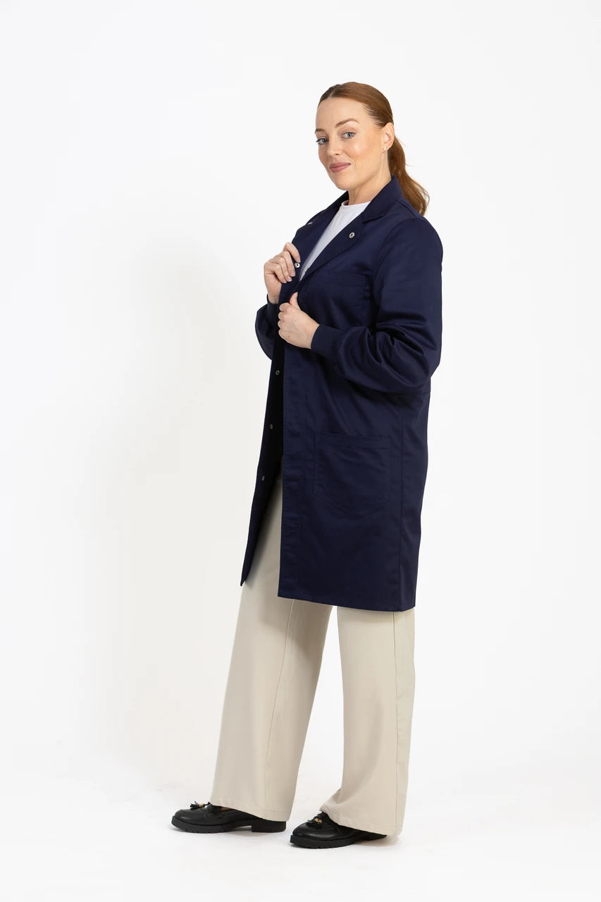 Simmons Knit Cuff Lab Coat - Unisex Navy LC-SIM-U-N